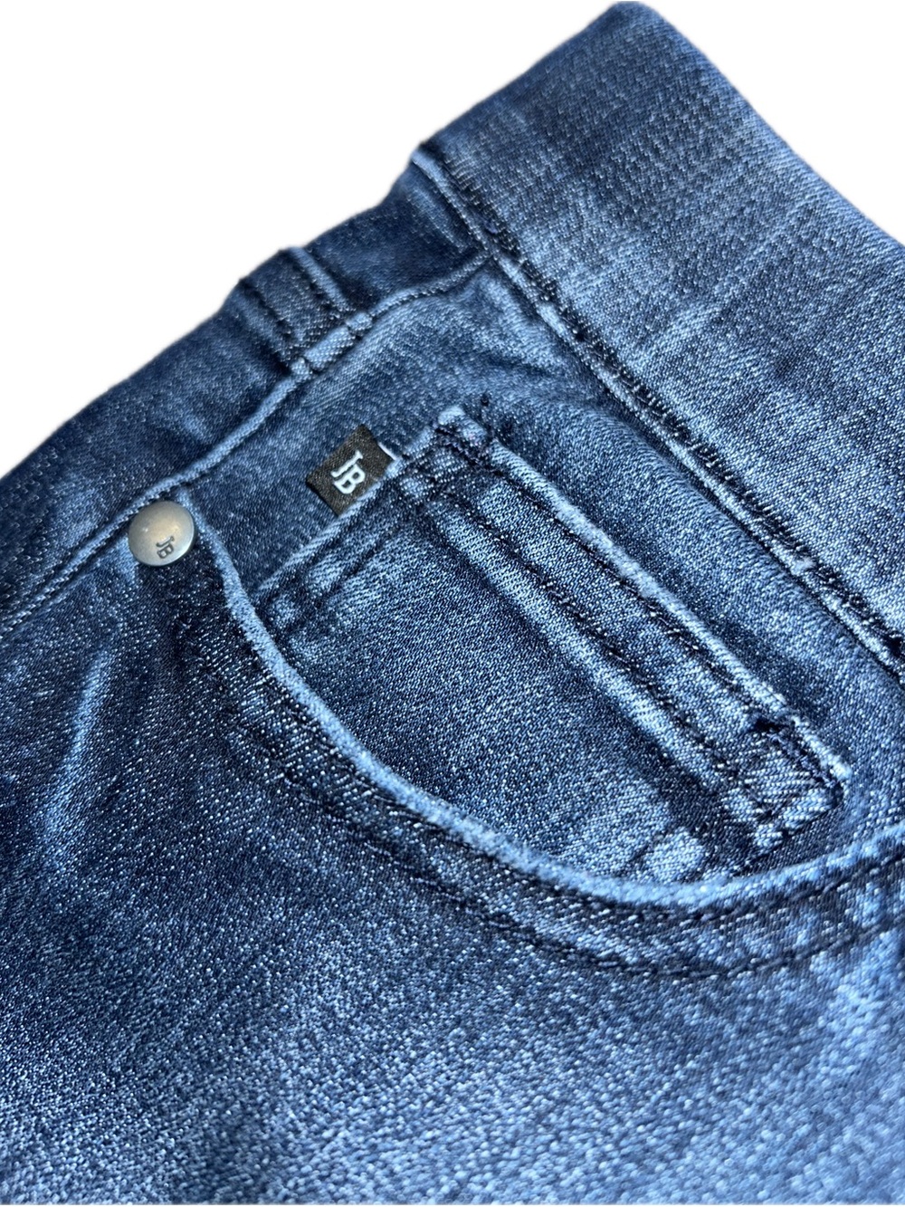 Judy Blue Dark Wash Blue Frayed Hem Pull On Mid To High Waist Denim Shorts XL - Picture 12 of 14